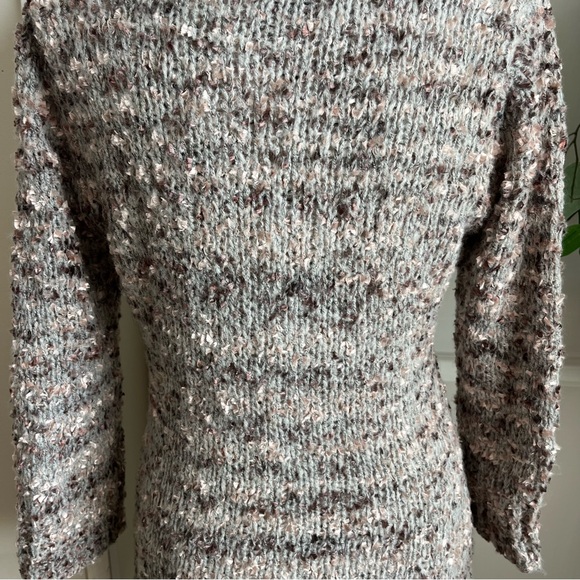 Mandee Fuzzy Speckled Chunky Knit Sweater Cream Brown Sz L - Picture 13 of 16